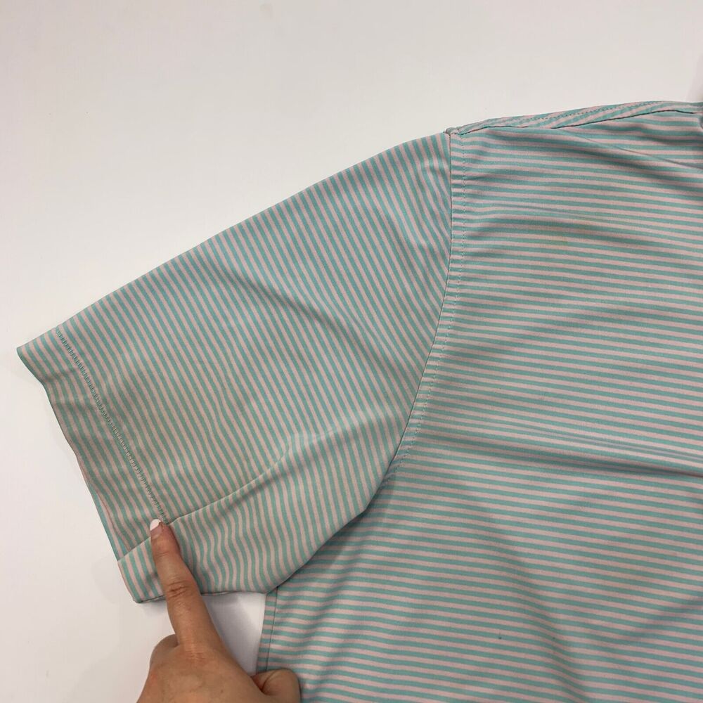 Peter Millar Polo Shirt Mens L Large Blue Pink Performance Summer Comfort *READ - Picture 6 of 16
